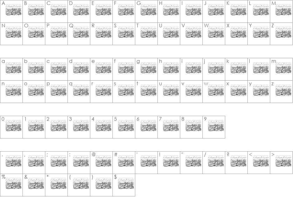 Aayat Quraan_051 font character map preview