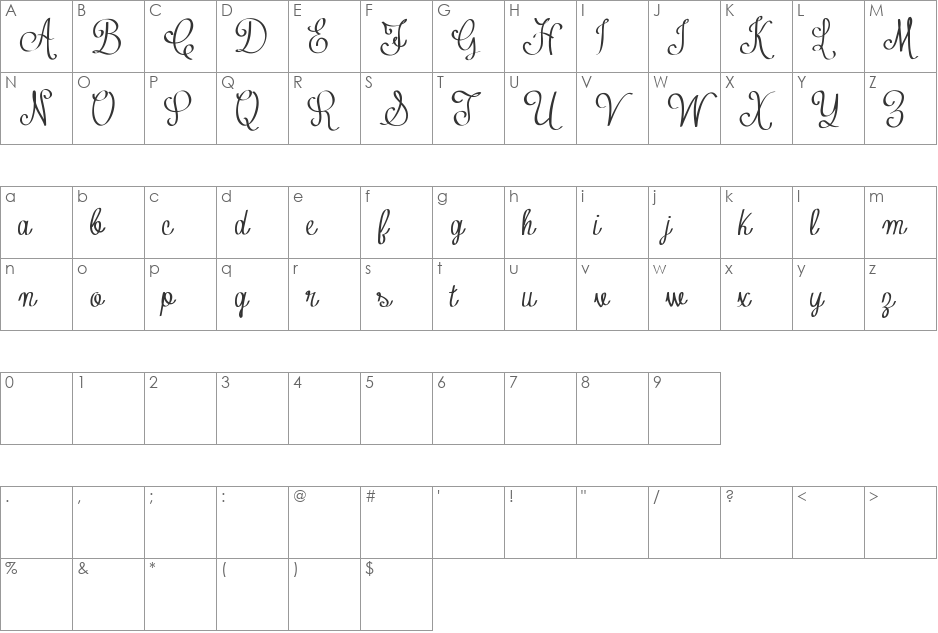 Contribute_FREE-version font character map preview