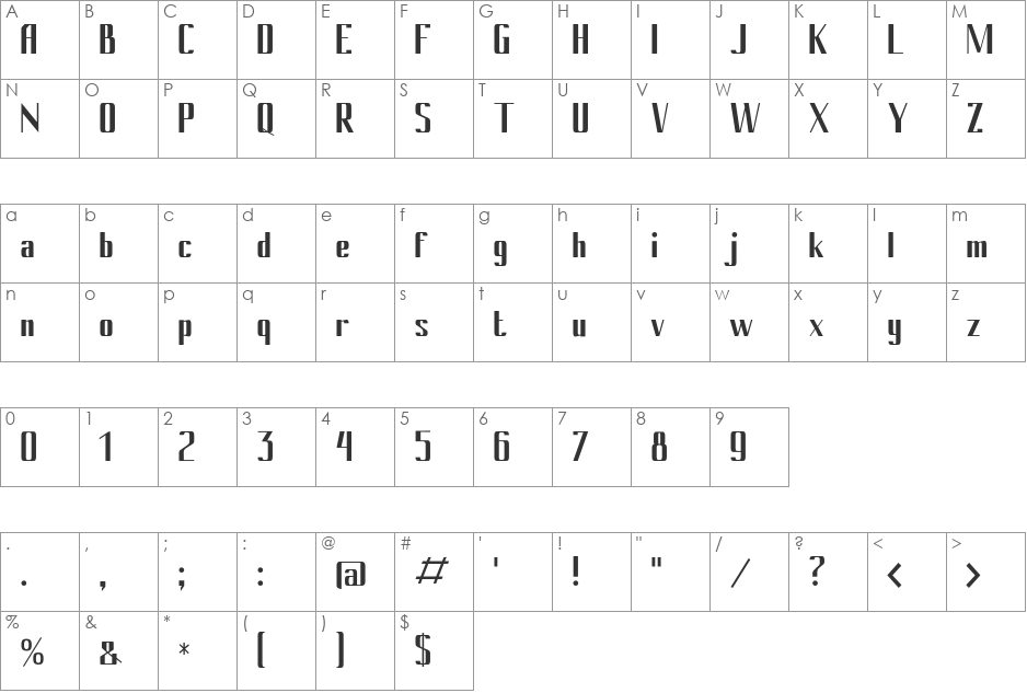 Cony font character map preview