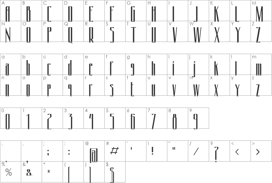 Cony font character map preview