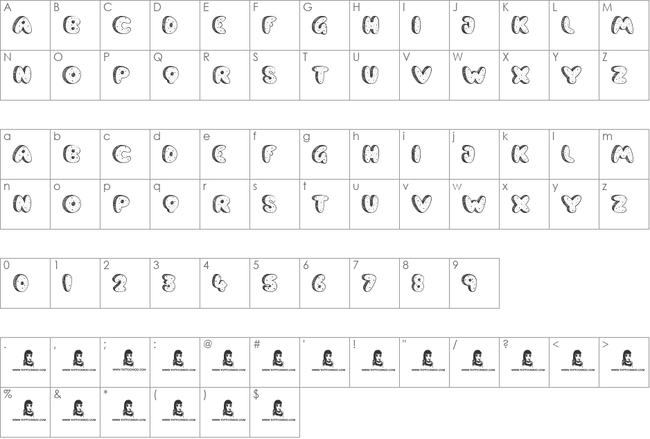 Cookie Dough font character map preview