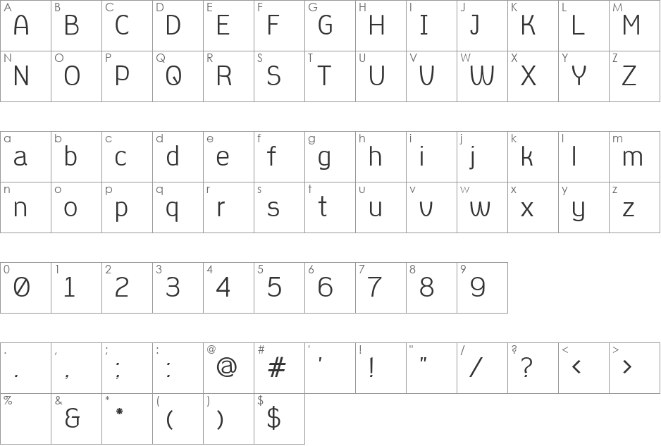 AleksandraC font character map preview
