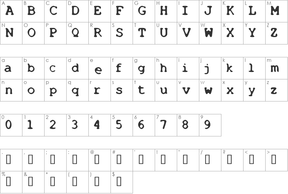 Cookie Mouth font character map preview