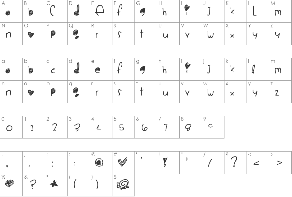 CookieMonster font character map preview