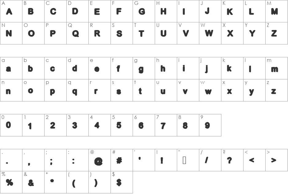 Cool Bold font character map preview