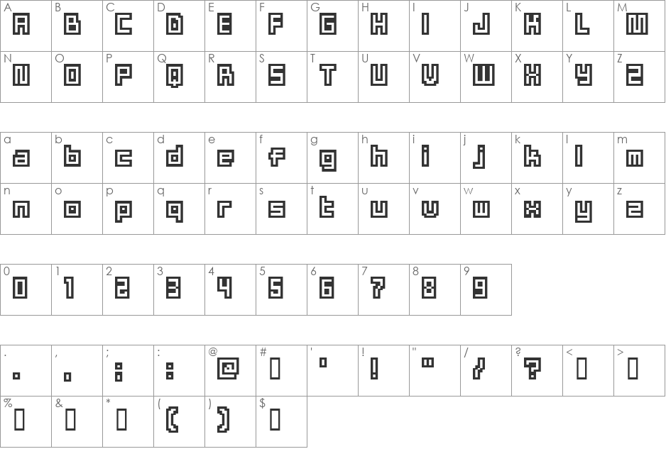 Cool11bit font character map preview