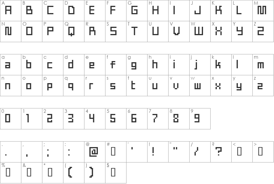 Cool9bit font character map preview