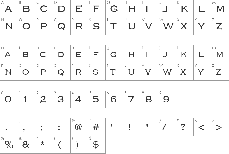 CoolblueFirst font character map preview