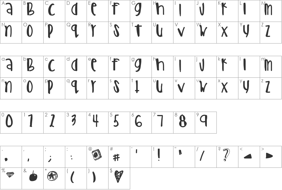 CoolerThanYou font character map preview