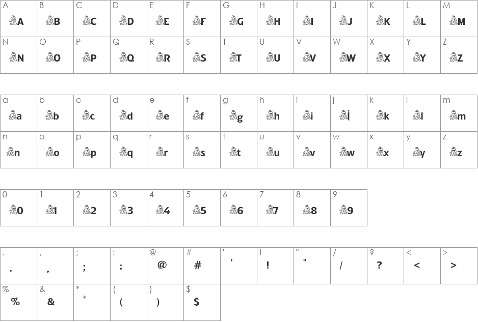 CoolFatCat font character map preview