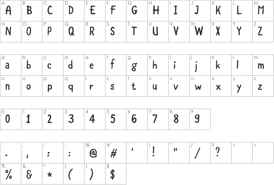 CoolStory regular font character map preview