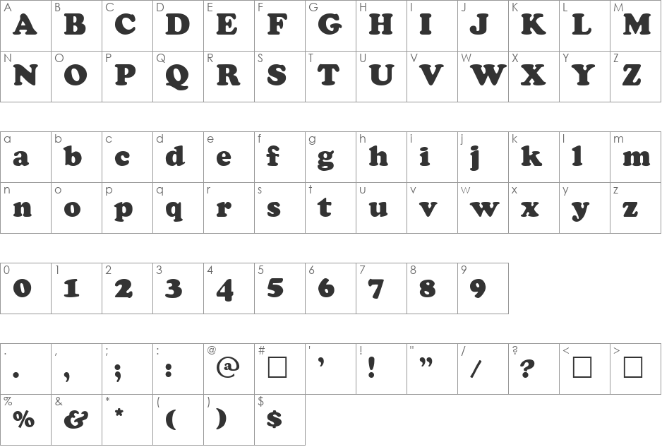 Coolsville font character map preview