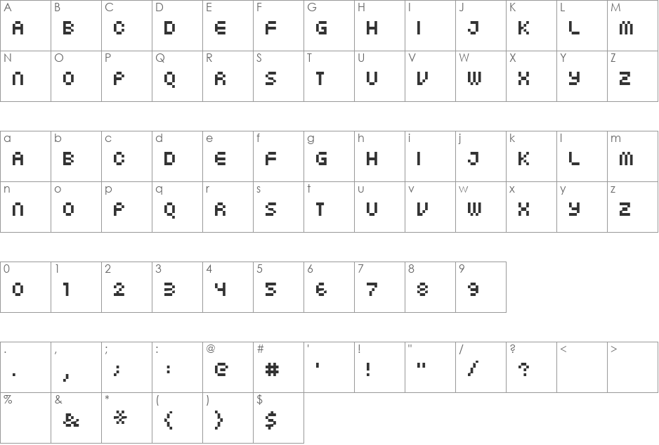 Coolville font character map preview