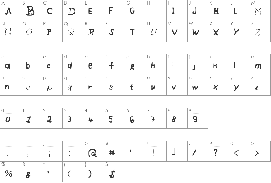Cooly_Font font character map preview