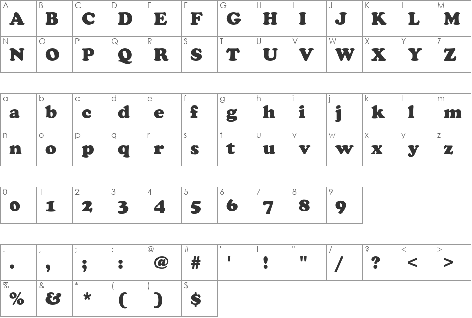 Cooper-Heavy font character map preview