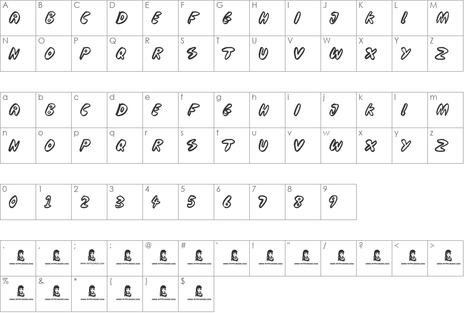 Cooperation Nest font character map preview