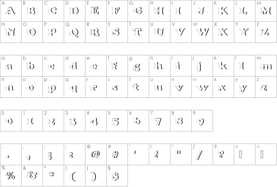 CooperBlaDBolRe1 font character map preview