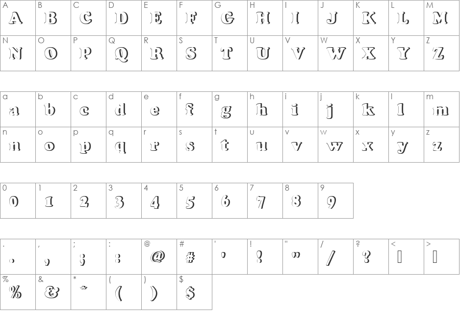 CooperBlaDConRe1 font character map preview
