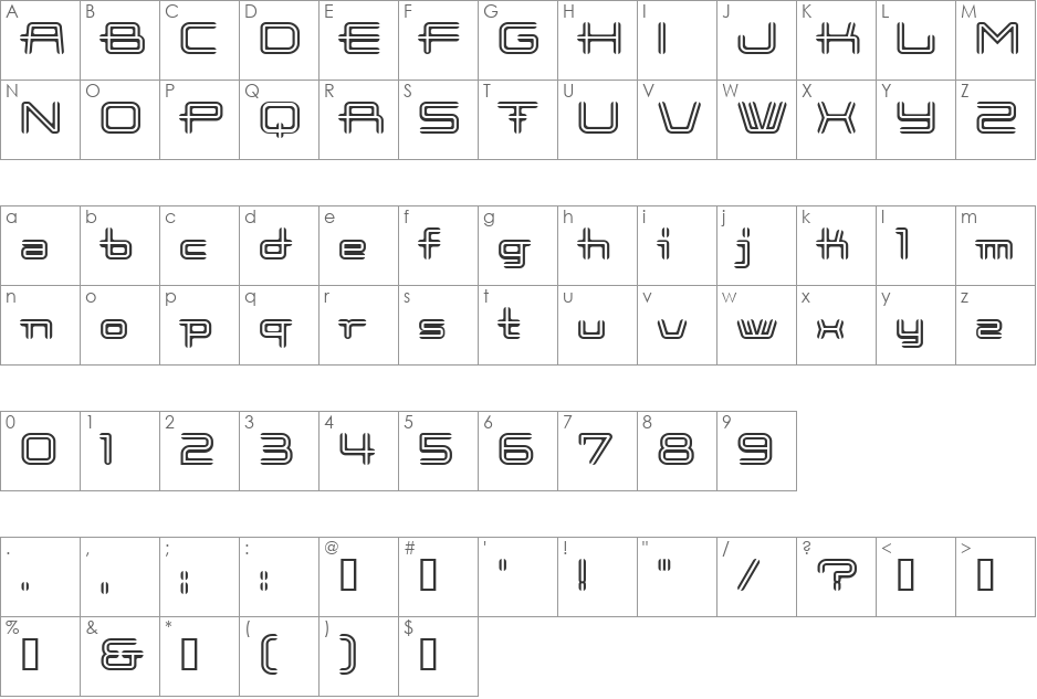 Cootnew font character map preview