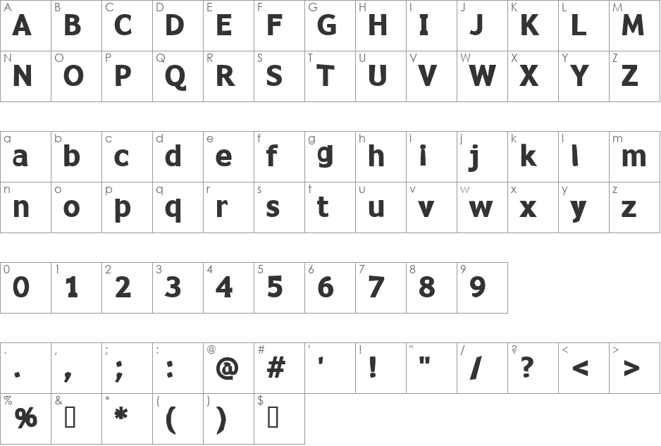 Copacetix font character map preview