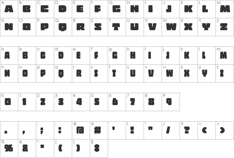 Copal font character map preview