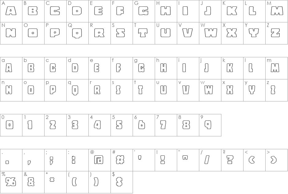 Copal font character map preview