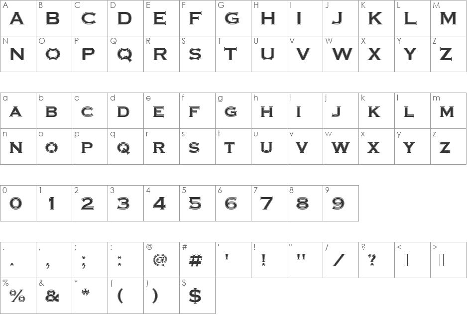 CopperplateTBolIn1 font character map preview