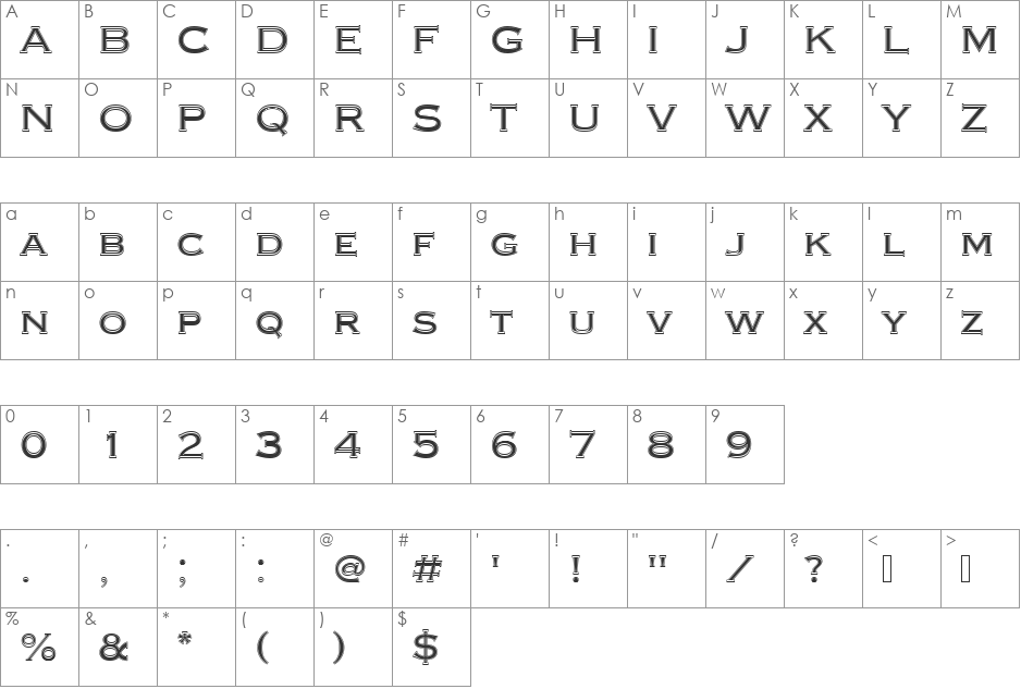 CopperplateTMedIn1 font character map preview