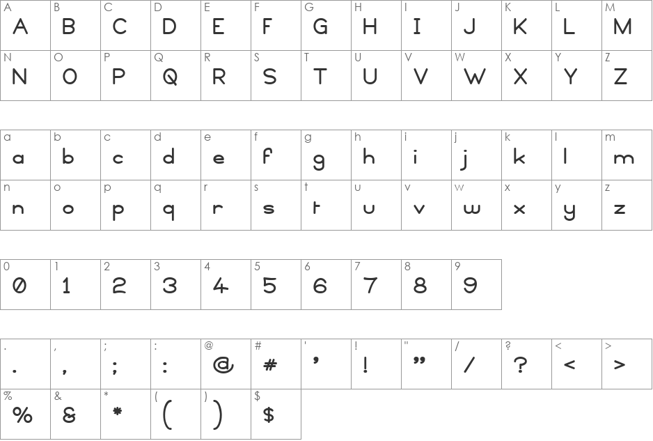 Copyright Violations Nudged font character map preview