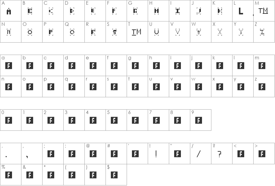 Copyrighted font character map preview
