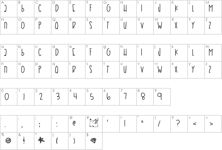 CoralSea font character map preview