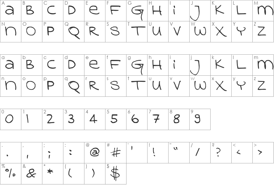 Corbach font character map preview