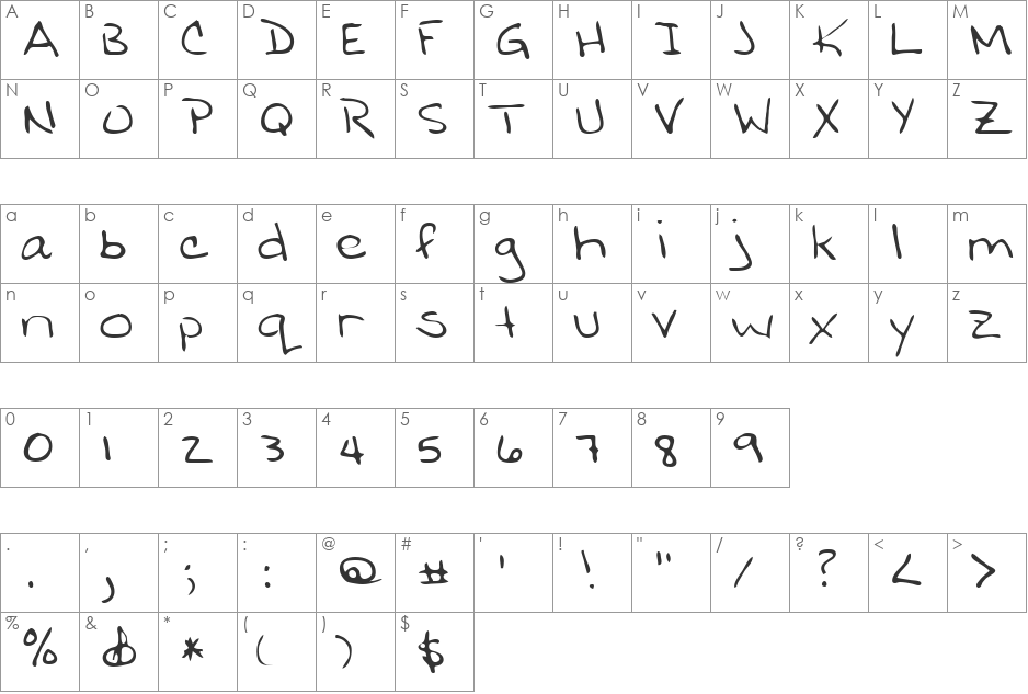 Corbitt font character map preview