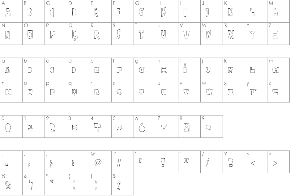 Coriander font character map preview