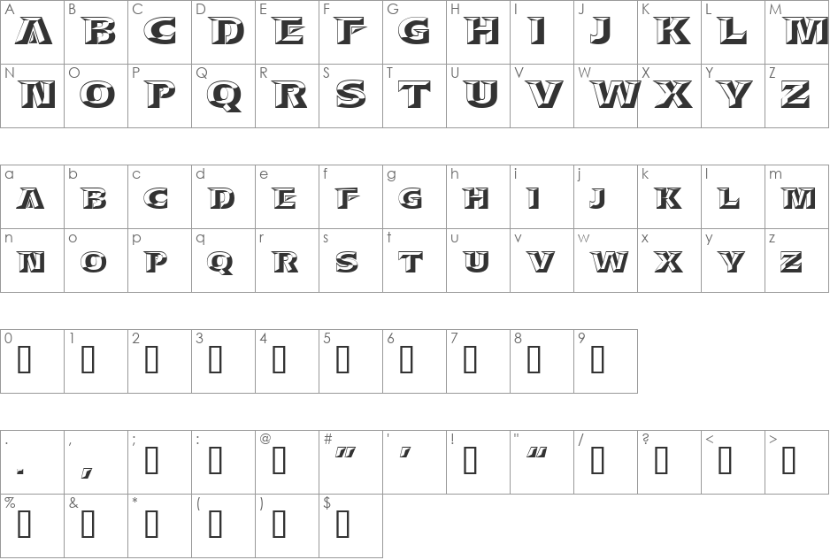 Corinne DNA font character map preview