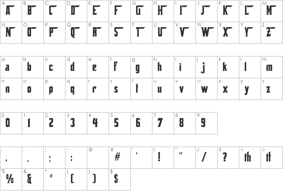 Corleone font character map preview