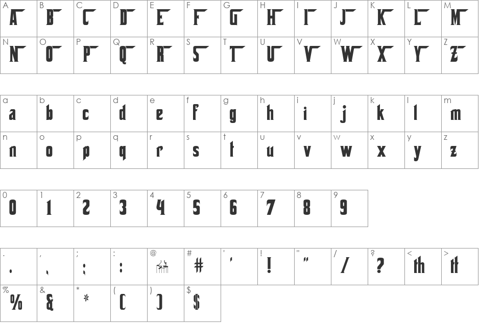 Corleone Due font character map preview