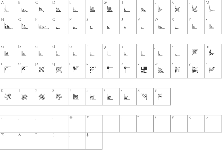 Corn Pop Four font character map preview