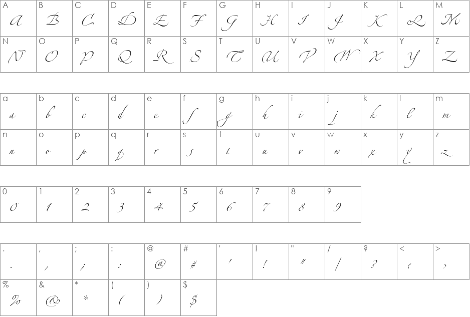 Alexandra Zeferino Two font character map preview