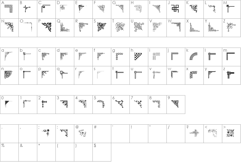 CornPop font character map preview