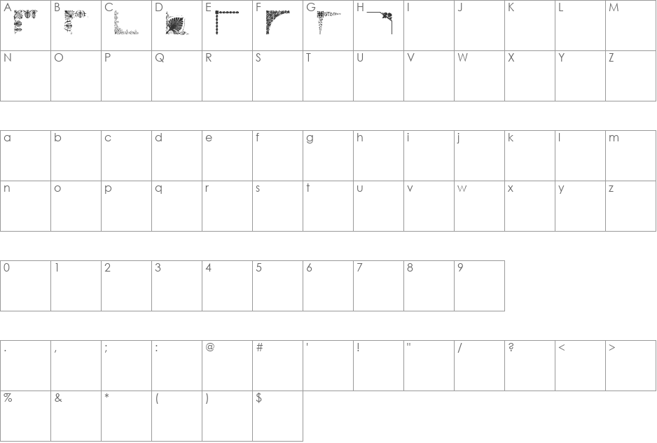 cornrs2 font character map preview