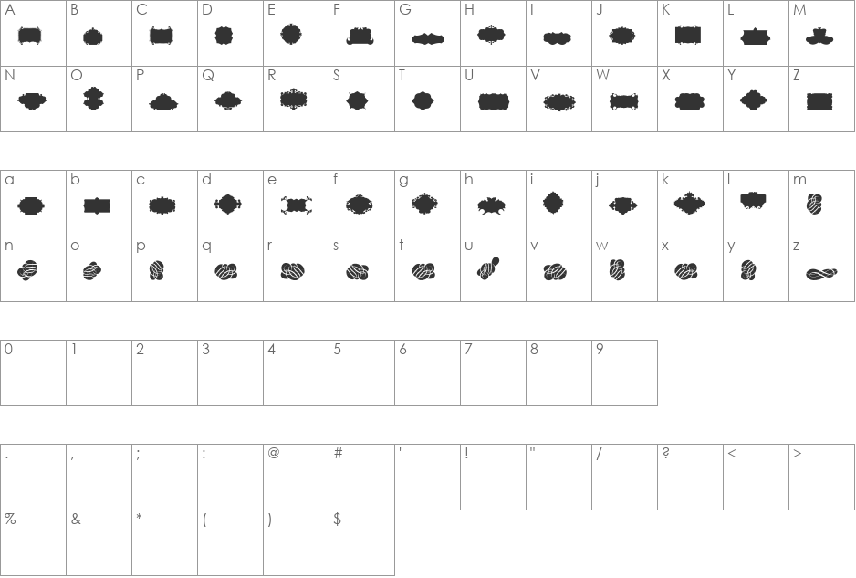 Cornucopia Caligrafica Two font character map preview