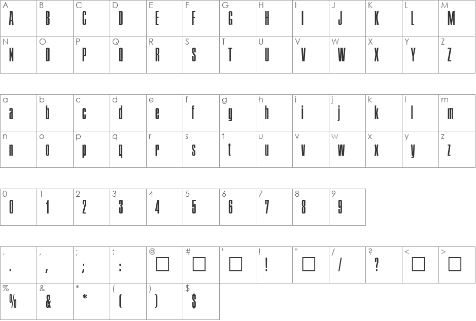 Corporate font character map preview