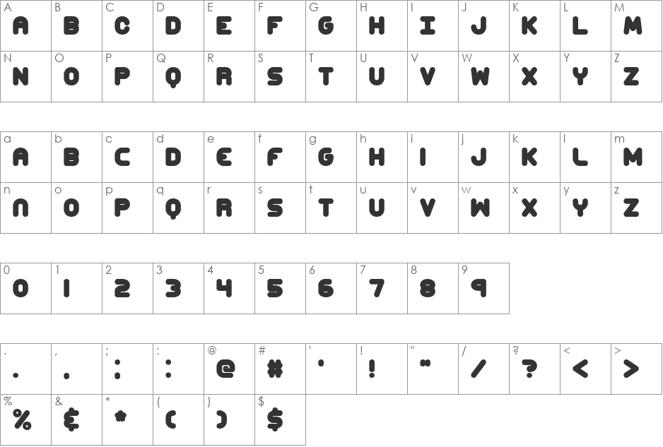 Corpulent Caps BRK font character map preview