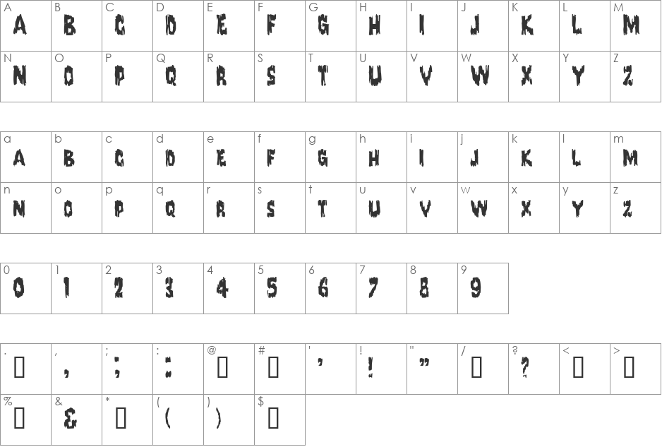 Corpus font character map preview