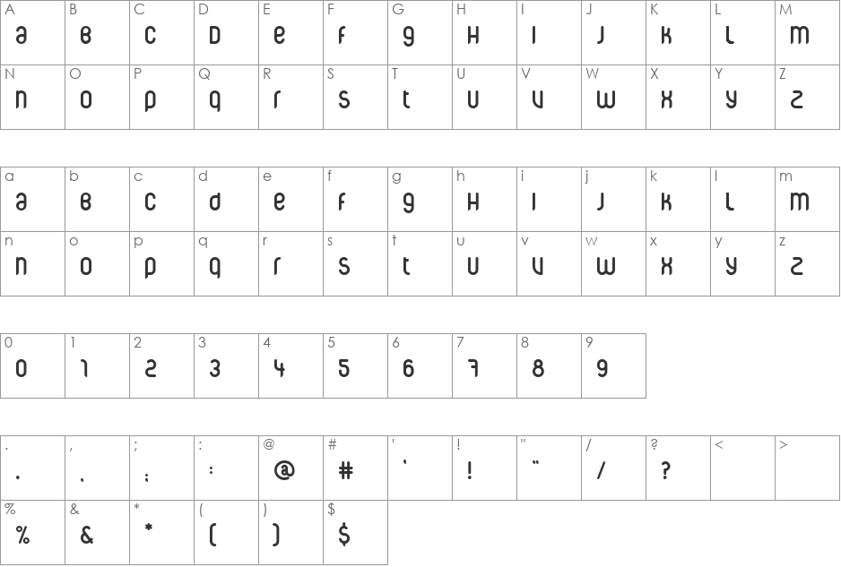 CorpusCare font character map preview