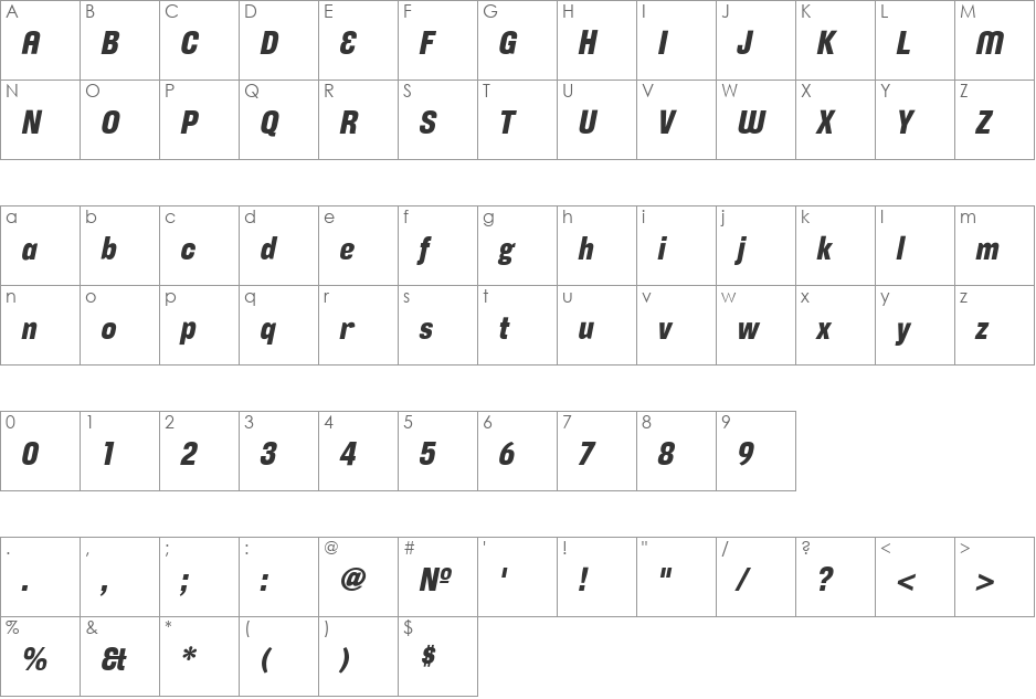 CorpusGothicAlternative font character map preview