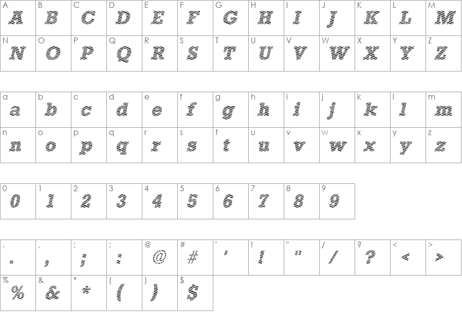Corrugated SF font character map preview