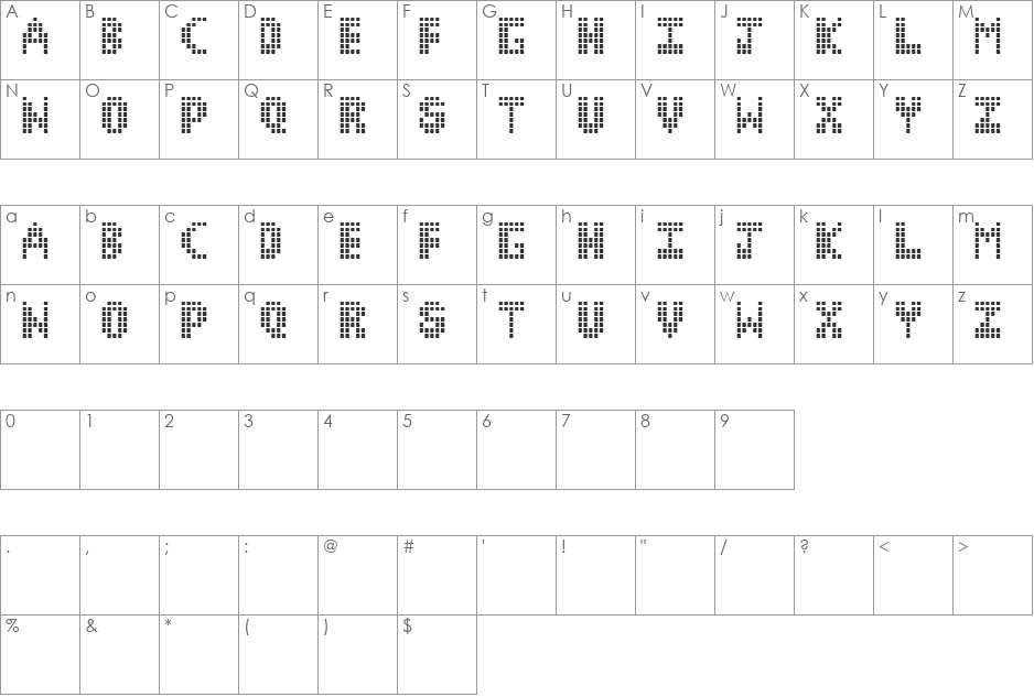 Corrupt Pixel font character map preview