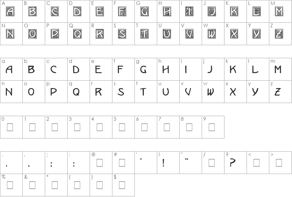COSMI032 font character map preview